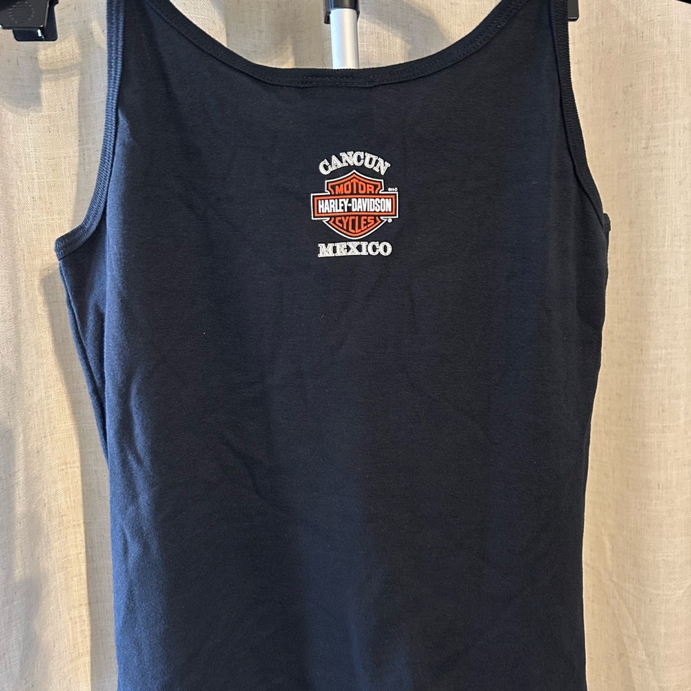 Harley-Davidson Black Camisole with Vibrant Orange Logo - Picture 2 of 5
